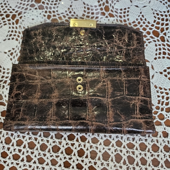 Brahmin Dark Brown Croc-Embossed Wallet - Picture 3 of 6